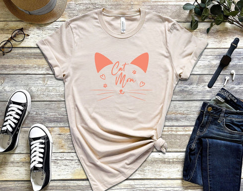 Cat Mom Shirt, Floral Cat Shirt, Gift For Mom, Funny Cat Shirt, Cat Mom, Cat Lover Shirt, Cat Shirt For Kids, Kitten T-shirt, Cat Mama Shirt